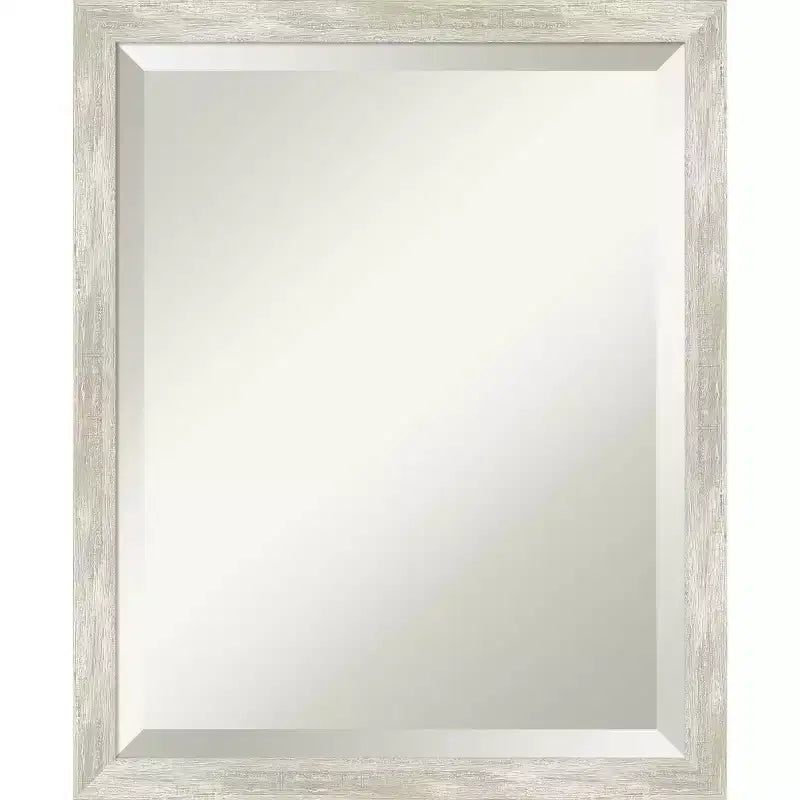 Amanti Art 18"x22" Crackled Metallic Narrow Framed Wall Mirror Silver: Beveled, Polystyrene Frame, No Assembly Required