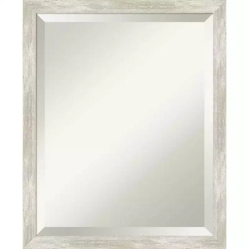 Amanti Art 18"x22" Crackled Metallic Narrow Framed Wall Mirror Silver: Beveled, Polystyrene Frame, No Assembly Required