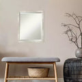 Amanti Art 18"x22" Crackled Metallic Narrow Framed Wall Mirror Silver: Beveled, Polystyrene Frame, No Assembly Required