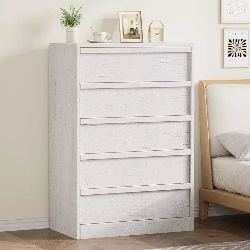 5 Drawer Dresser for Bedroom, White Drawers Tall with Large Drawers Storage, Modern Dresser Organizer