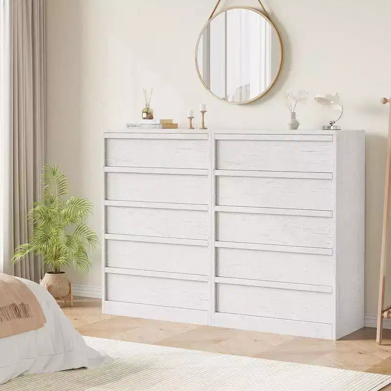 5 Drawer Dresser for Bedroom, White Drawers Tall with Large Drawers Storage, Modern Dresser Organizer
