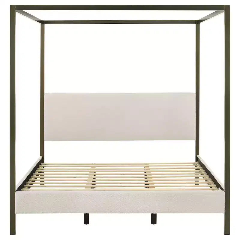 Coaster,Monroe Upholstered Eastern King Canopy Bed Vanilla