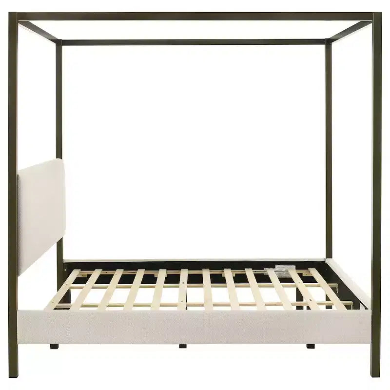 Coaster,Monroe Upholstered Eastern King Canopy Bed Vanilla