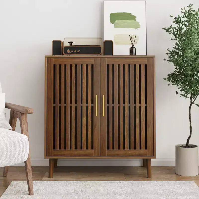 Okak Accent Cabinet, Sideboard Cabinet with Four Hollow Doors, Storage Cabinet for Kitchen, Dining Room, Entryway