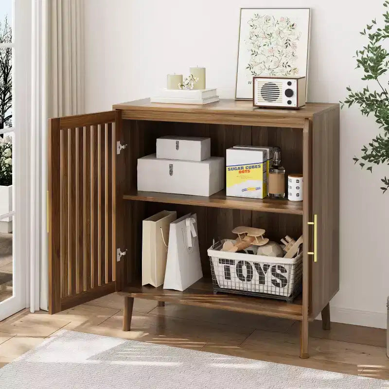 Okak Accent Cabinet, Sideboard Cabinet with Four Hollow Doors, Storage Cabinet for Kitchen, Dining Room, Entryway