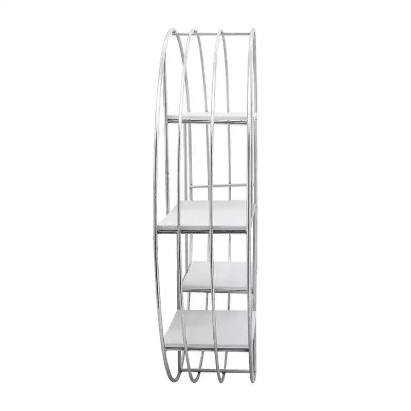 Circular Wall Shelf with Metal Frame & Wood Shelves - Round Hanging Storage Unit - Decorative Wall Organizer for Home, Office, Bedroom, Living Room