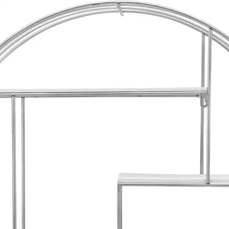 Circular Wall Shelf with Metal Frame & Wood Shelves - Round Hanging Storage Unit - Decorative Wall Organizer for Home, Office, Bedroom, Living Room