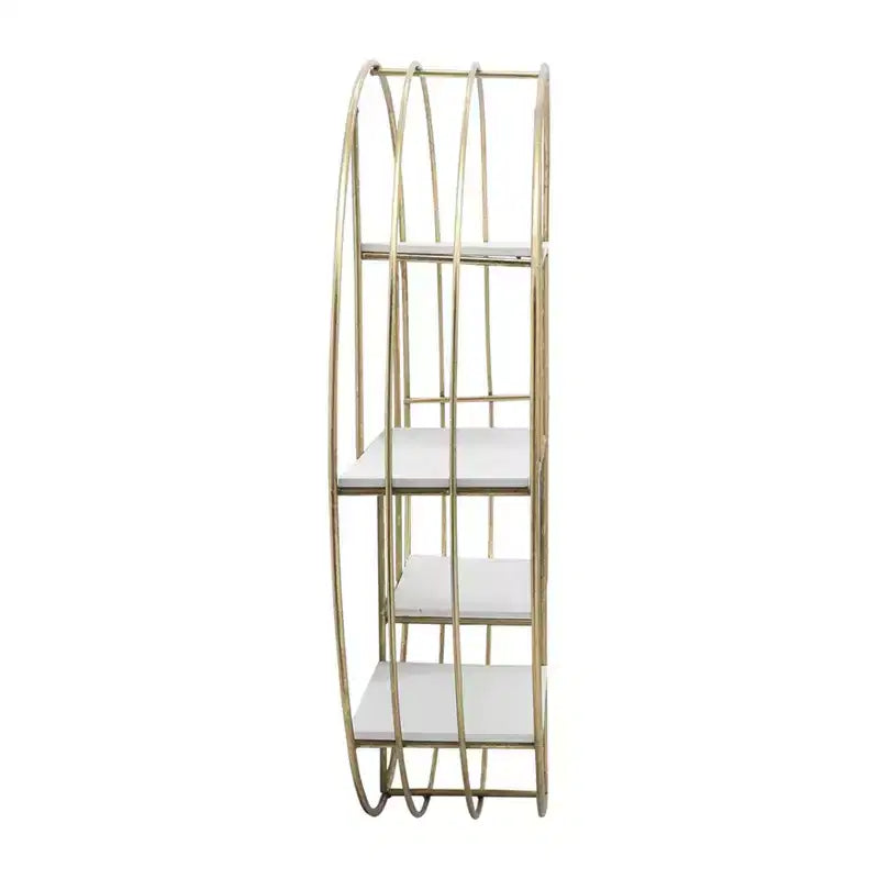 Circular Wall Shelf with Metal Frame & Wood Shelves - Round Hanging Storage Unit - Decorative Wall Organizer for Home, Office, Bedroom, Living Room