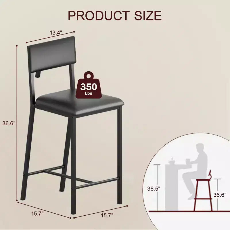 COZONY Counter Height Bar Stools Set of 2/4, 36 Upholstered Tall Dining Chairs with Back, Modern Kitchen Island Stools for Breakfast & Dining Room