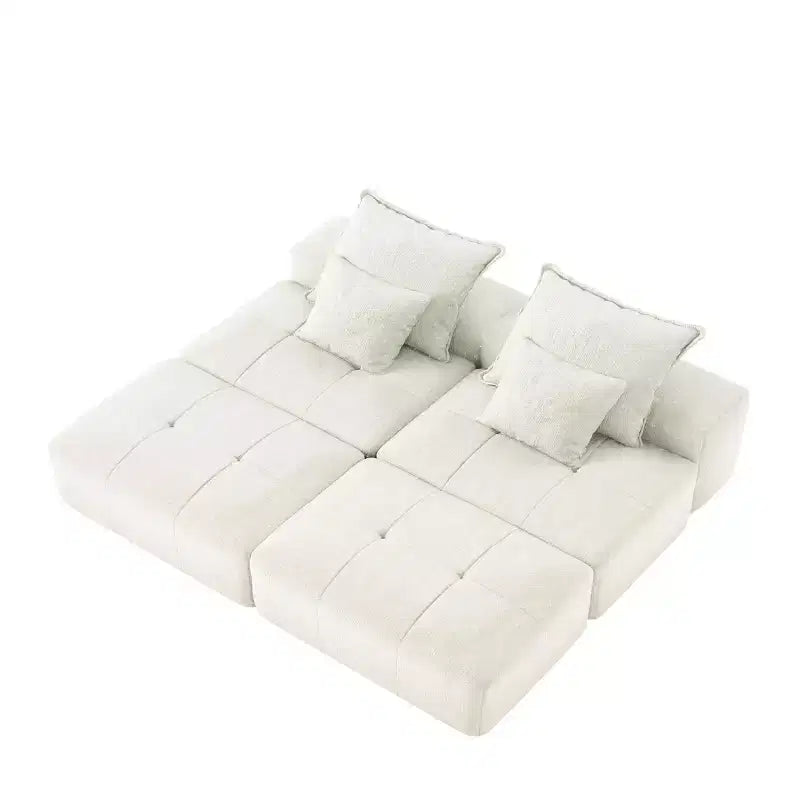 Whisen Modern Oversized Modular Sectional Sofa with 2 Ottoman, 2 Seat Sparkling Chenille Fabric and 4 Pillows, 4-Piece DIY Combination