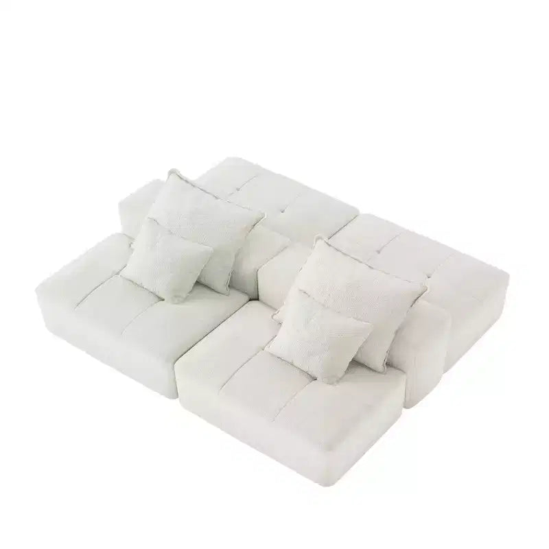 Whisen Modern Oversized Modular Sectional Sofa with 2 Ottoman, 2 Seat Sparkling Chenille Fabric and 4 Pillows, 4-Piece DIY Combination