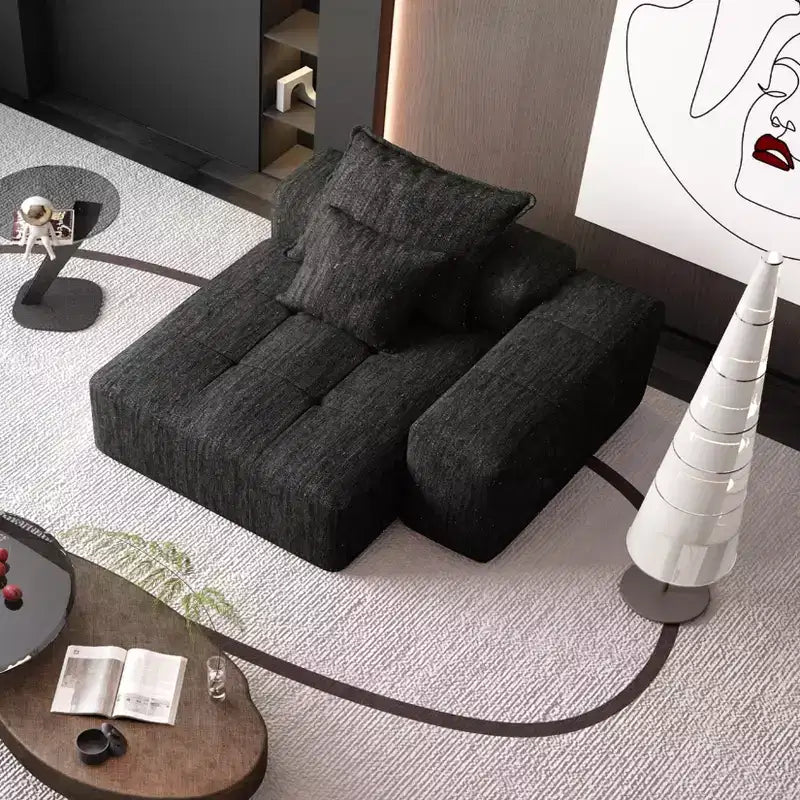 Whisen Modern Oversized Modular Sectional Sofa with 2 Ottoman, 2 Seat Sparkling Chenille Fabric and 4 Pillows, 4-Piece DIY Combination