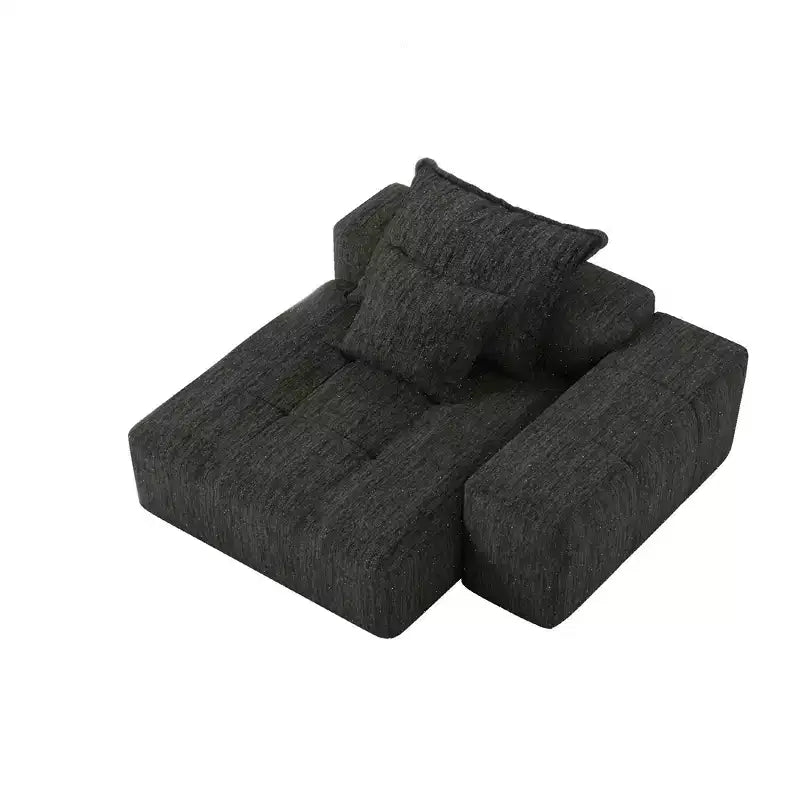 Whisen Modern Oversized Modular Sectional Sofa with 2 Ottoman, 2 Seat Sparkling Chenille Fabric and 4 Pillows, 4-Piece DIY Combination