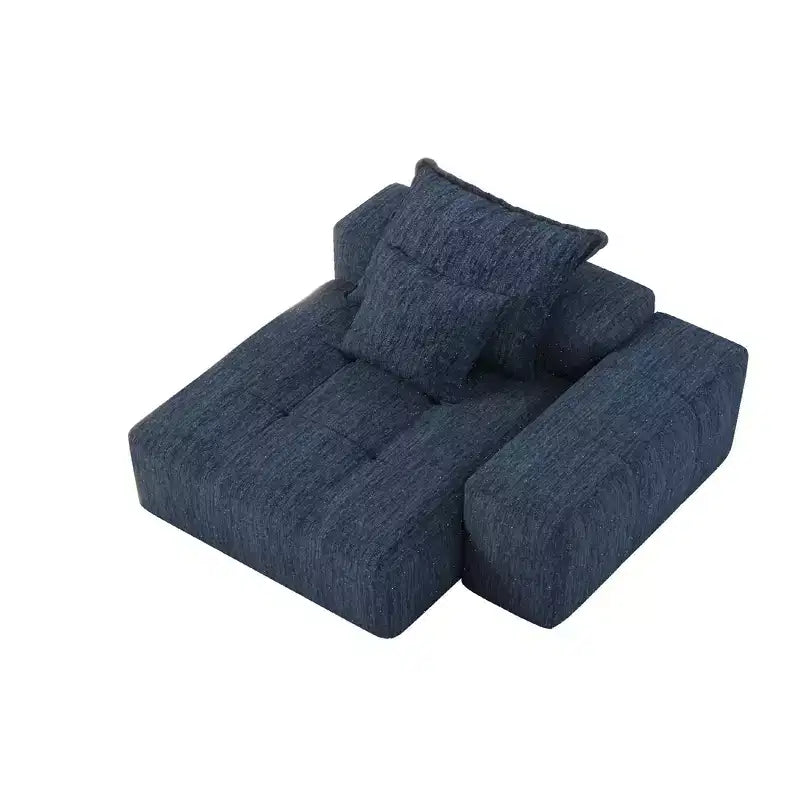 Whisen Modern Oversized Modular Sectional Sofa with 2 Ottoman, 2 Seat Sparkling Chenille Fabric and 4 Pillows, 4-Piece DIY Combination