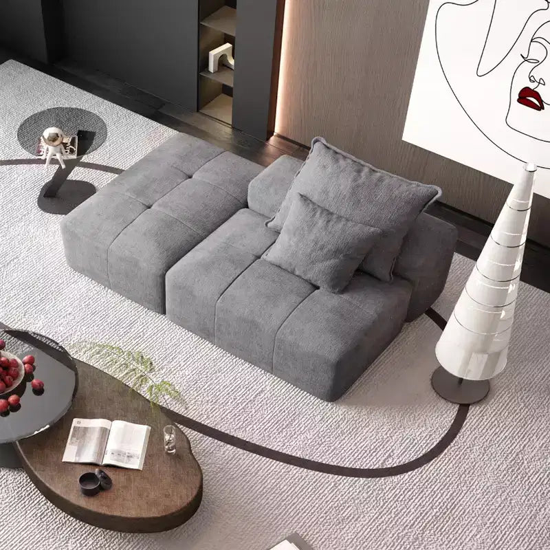 Whisen Modern Oversized Modular Sectional Sofa with 2 Ottoman, 2 Seat Sparkling Chenille Fabric and 4 Pillows, 4-Piece DIY Combination