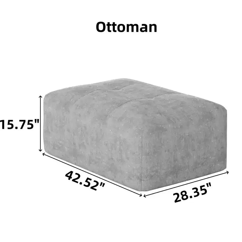 Whisen Modern Oversized Modular Sectional Sofa with 2 Ottoman, 2 Seat Sparkling Chenille Fabric and 4 Pillows, 4-Piece DIY Combination