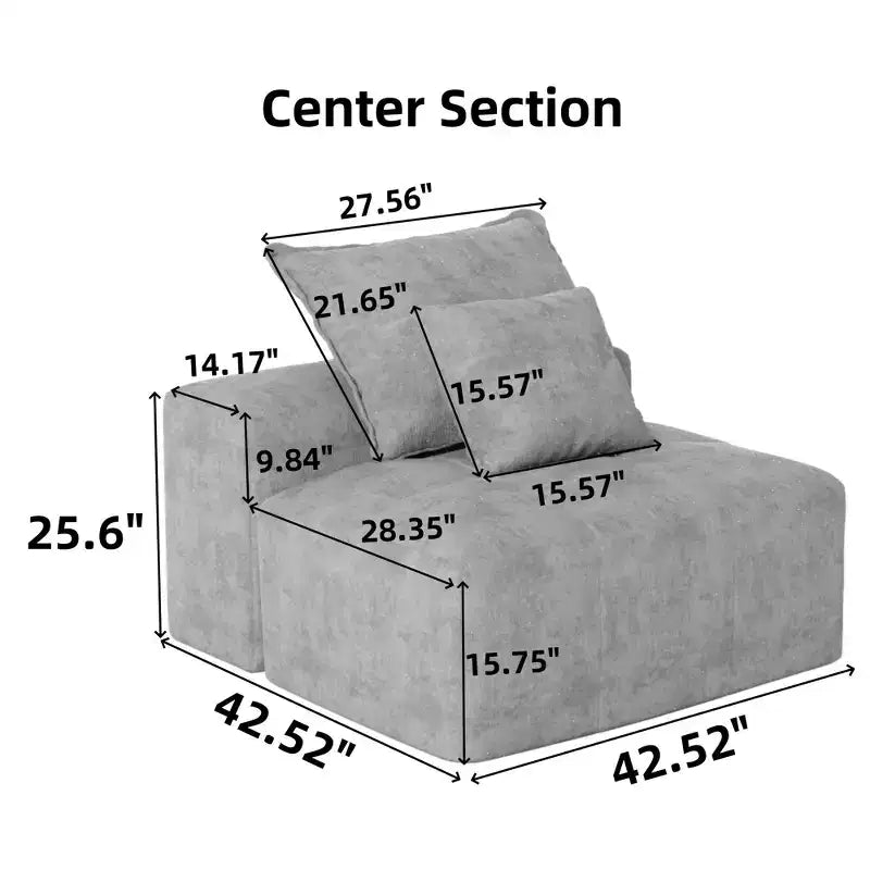 Whisen Modern Oversized Modular Sectional Sofa with 2 Ottoman, 2 Seat Sparkling Chenille Fabric and 4 Pillows, 4-Piece DIY Combination