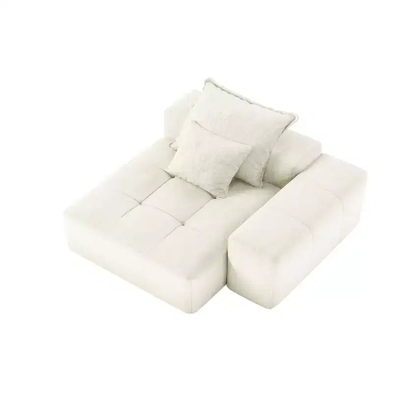 Whisen Modern Oversized Modular Sectional Sofa with 2 Ottoman, 2 Seat Sparkling Chenille Fabric and 4 Pillows, 4-Piece DIY Combination