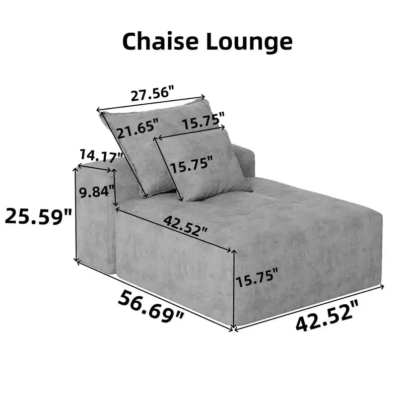 Whisen Modern Oversized Modular Sectional Sofa with 2 Ottoman, 2 Seat Sparkling Chenille Fabric and 4 Pillows, 4-Piece DIY Combination