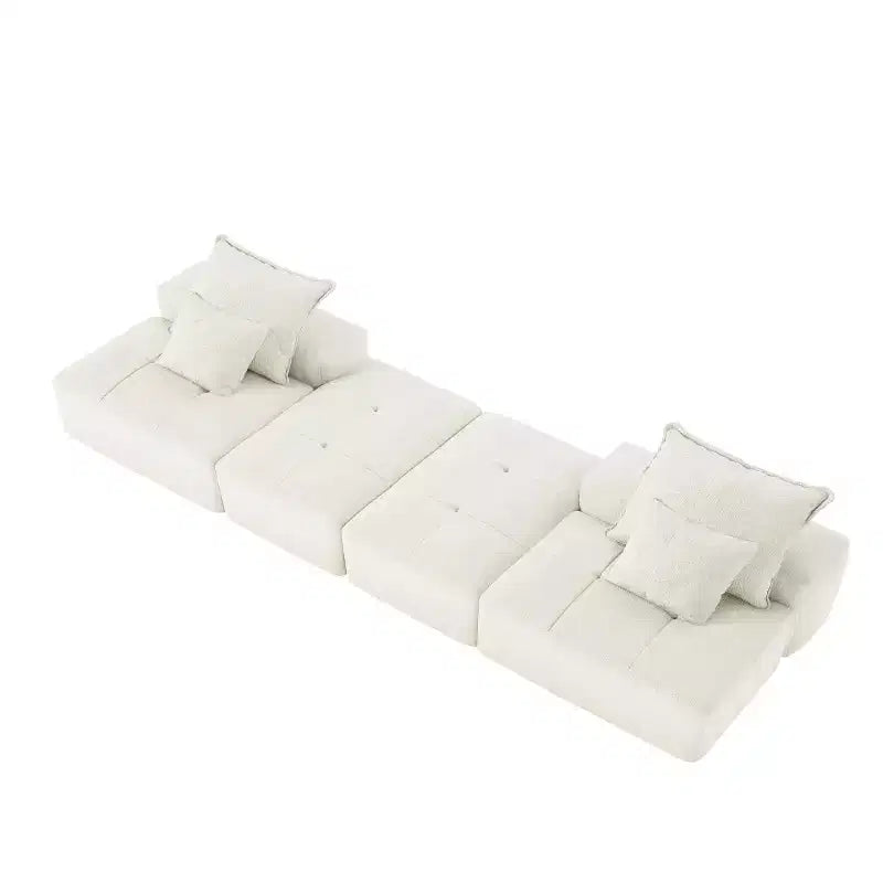 Whisen Modern Oversized Modular Sectional Sofa with 2 Ottoman, 2 Seat Sparkling Chenille Fabric and 4 Pillows, 4-Piece DIY Combination