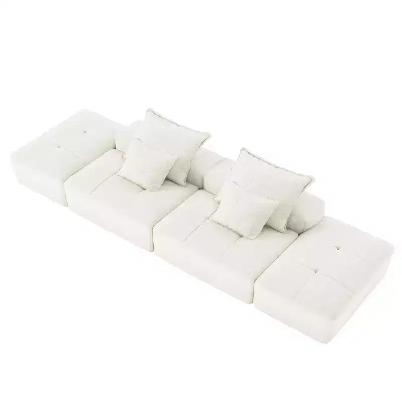 Whisen Modern Oversized Modular Sectional Sofa with 2 Ottoman, 2 Seat Sparkling Chenille Fabric and 4 Pillows, 4-Piece DIY Combination