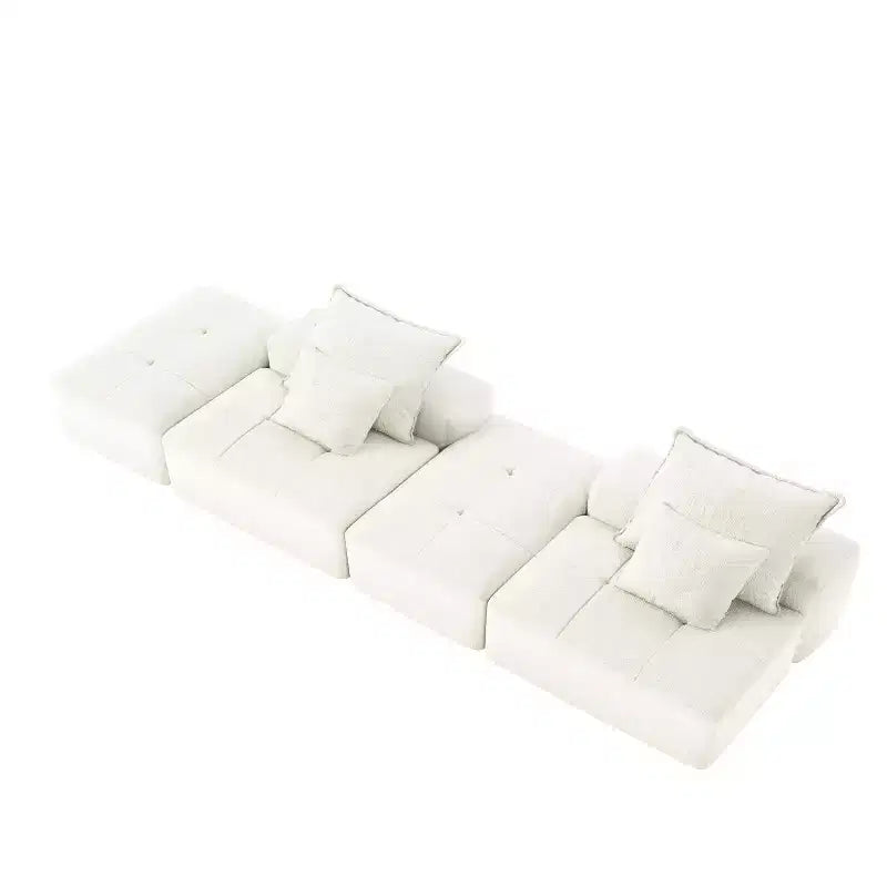 Whisen Modern Oversized Modular Sectional Sofa with 2 Ottoman, 2 Seat Sparkling Chenille Fabric and 4 Pillows, 4-Piece DIY Combination