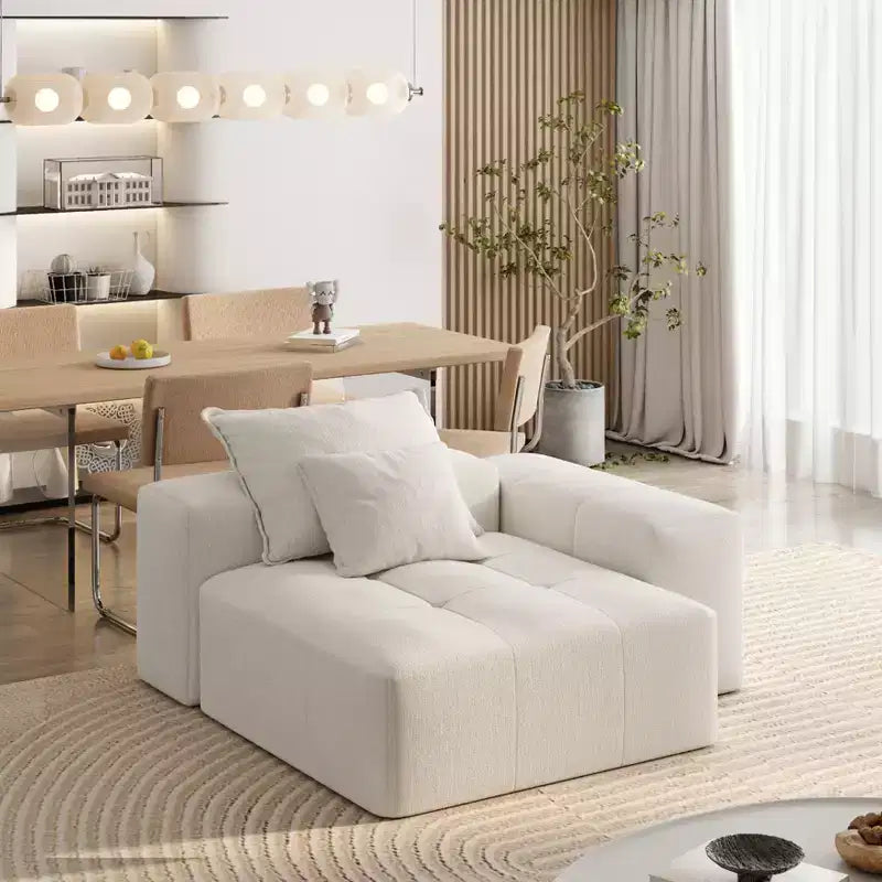 Whisen Modern Oversized Modular Sectional Sofa with 2 Ottoman, 2 Seat Sparkling Chenille Fabric and 4 Pillows, 4-Piece DIY Combination