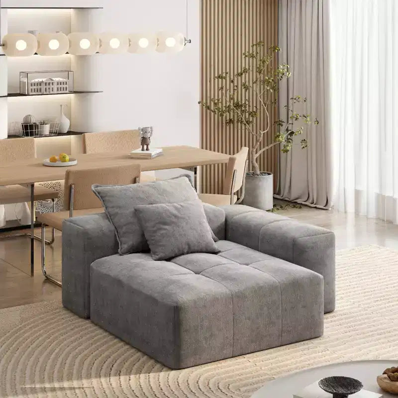 Whisen Modern Oversized Modular Sectional Sofa with 2 Ottoman, 2 Seat Sparkling Chenille Fabric and 4 Pillows, 4-Piece DIY Combination