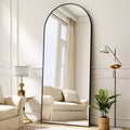 BEAUTYPEAK 59x16 Arched Full Length Mirror, Floor Mirror with Stand, Wall Hanging or Leaning, Aluminum Frame for Bedroom, Black