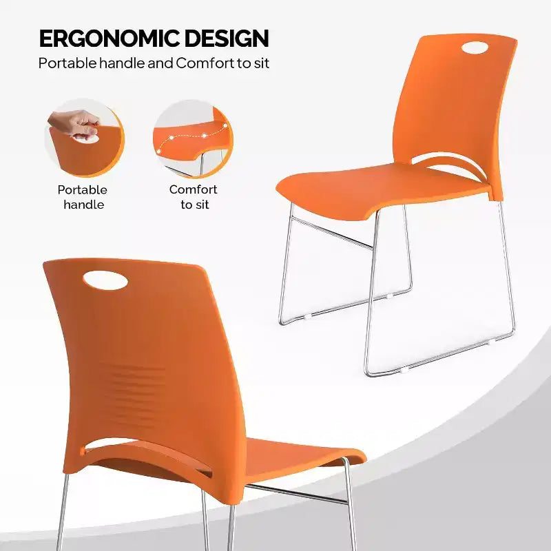VINGLI Stacking Chairs Stackable Office Chairs Plastic Seat, Stacking Chairs for Waiting Room Break Room Banquet Guest