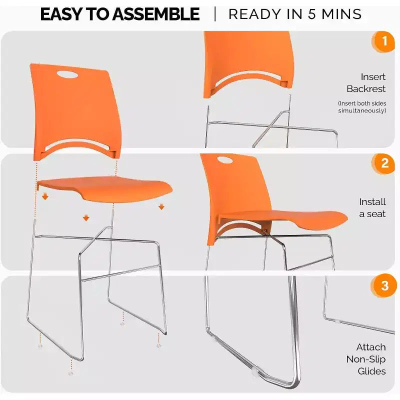 VINGLI Stacking Chairs Stackable Office Chairs Plastic Seat, Stacking Chairs for Waiting Room Break Room Banquet Guest