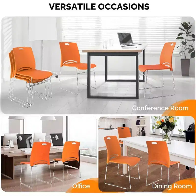 VINGLI Stacking Chairs Stackable Office Chairs Plastic Seat, Stacking Chairs for Waiting Room Break Room Banquet Guest