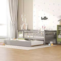 Bellemave Twin Size Wooden Daybed with Trundle, Kids Platform Bed with Fence Guardrails, Space-Saving Trundle Bed Frame for Bedroom, Gray