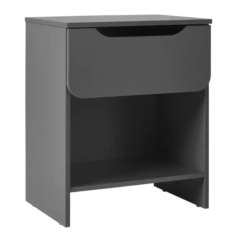 GDFStudio Jett Modern Wooden Nightstand with Drawer and Open Cubby