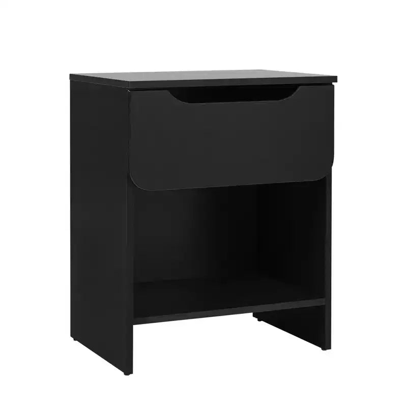 GDFStudio Jett Modern Wooden Nightstand with Drawer and Open Cubby