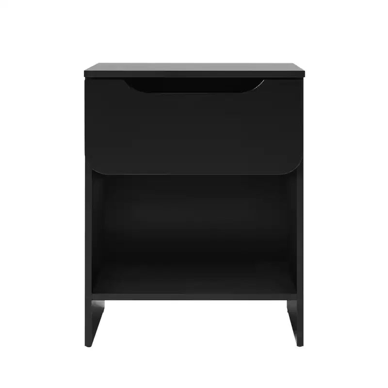 GDFStudio Jett Modern Wooden Nightstand with Drawer and Open Cubby