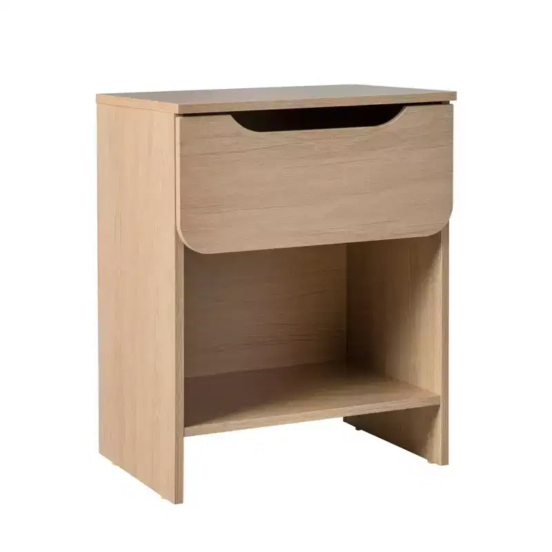 GDFStudio Jett Modern Wooden Nightstand with Drawer and Open Cubby