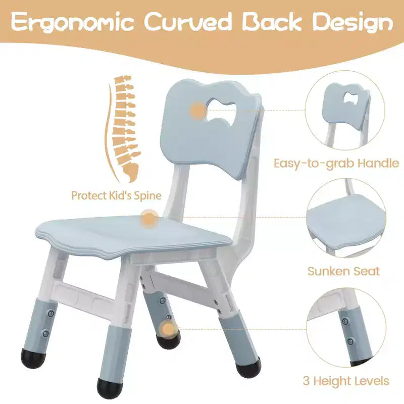 Kids Chair-2 Pack, Plastic Toddler Chair for Boys & Girls Ages 2-6, Max Load 180LB, 3-Level Height Adjustable Toddler Chair, for Home, Daycare