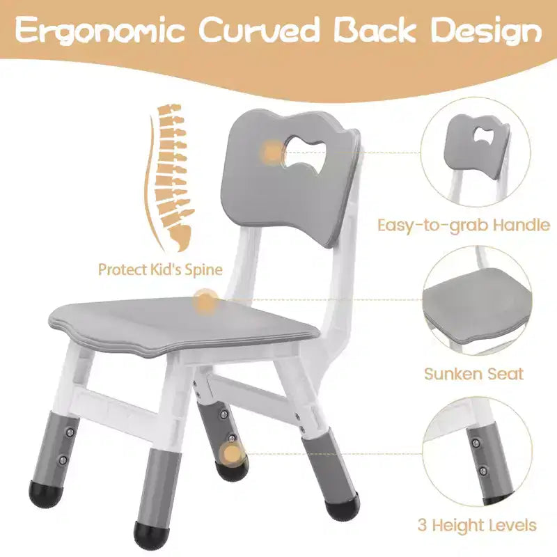 Kids Chair-2 Pack, Plastic Toddler Chair for Boys & Girls Ages 2-6, Max Load 180LB, 3-Level Height Adjustable Toddler Chair, for Home, Daycare