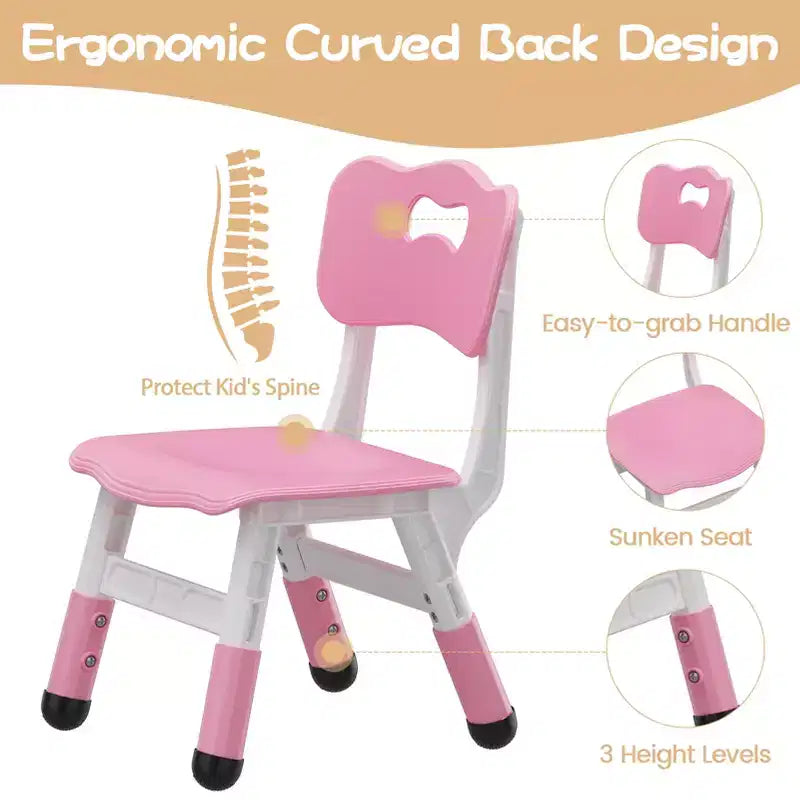 Kids Chair-2 Pack, Plastic Toddler Chair for Boys & Girls Ages 2-6, Max Load 180LB, 3-Level Height Adjustable Toddler Chair, for Home, Daycare