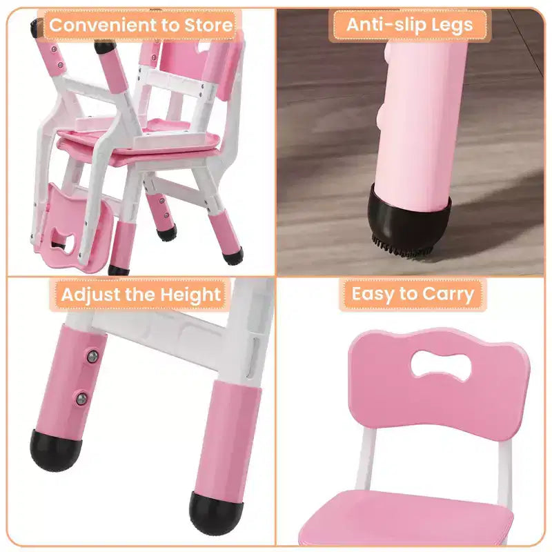 Kids Chair-2 Pack, Plastic Toddler Chair for Boys & Girls Ages 2-6, Max Load 180LB, 3-Level Height Adjustable Toddler Chair, for Home, Daycare