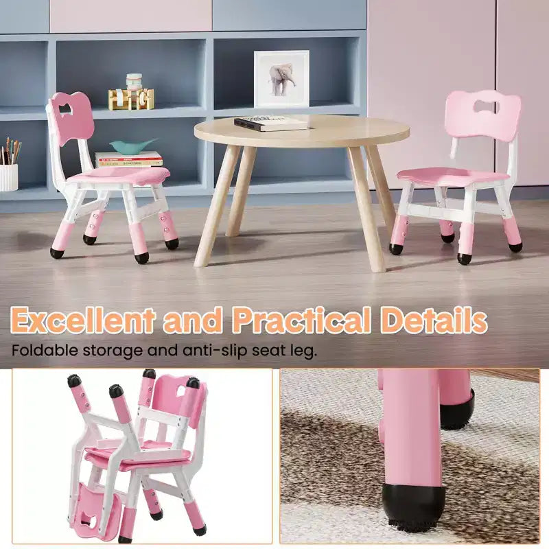 Kids Chair-2 Pack, Plastic Toddler Chair for Boys & Girls Ages 2-6, Max Load 180LB, 3-Level Height Adjustable Toddler Chair, for Home, Daycare