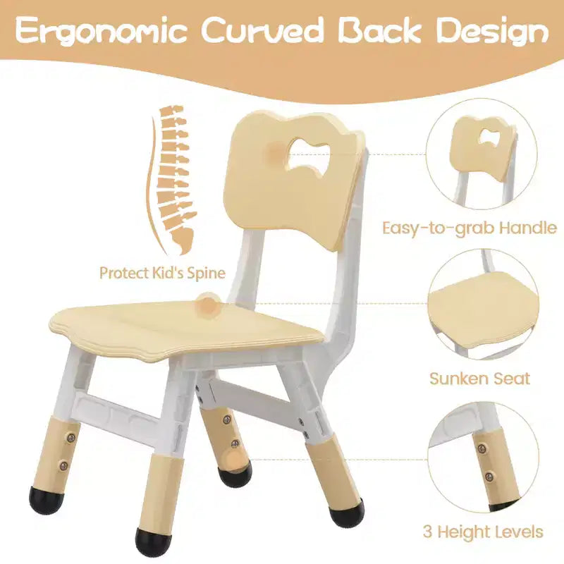 Kids Chair-2 Pack, Plastic Toddler Chair for Boys & Girls Ages 2-6, Max Load 180LB, 3-Level Height Adjustable Toddler Chair, for Home, Daycare