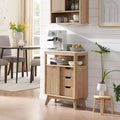 Dcolora Bathroom Floor Cabinet with Sliding Door, Modern Fluted 3 Drawers Storage Organizer