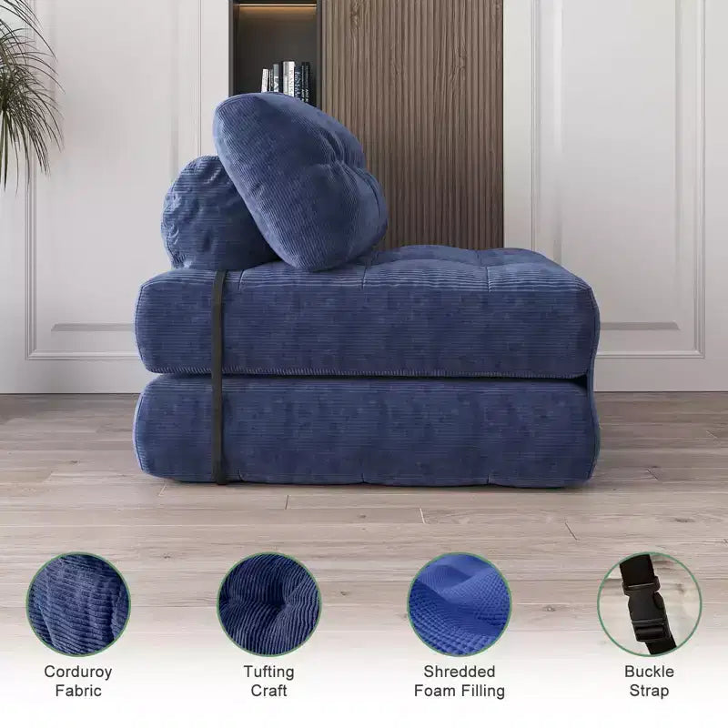 Folding Sofa Bed, Floor-Standing Folding Sofa with Pillows, Futon Sofa Bed Convertible Sleeper Chair with Foldable Mattress Backrest