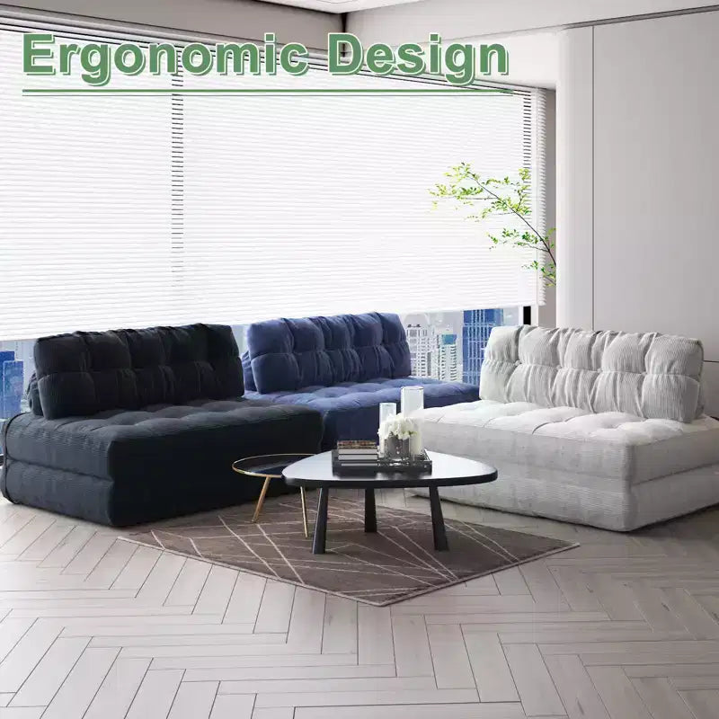 Folding Sofa Bed, Floor-Standing Folding Sofa with Pillows, Futon Sofa Bed Convertible Sleeper Chair with Foldable Mattress Backrest