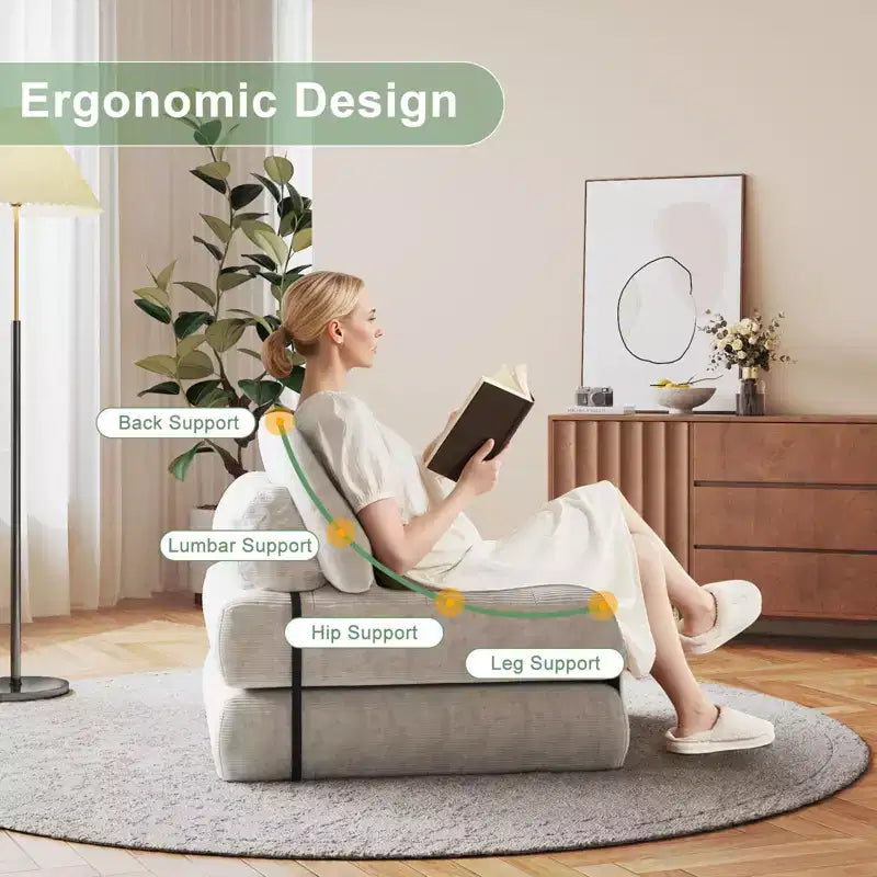 Folding Sofa Bed, Floor-Standing Folding Sofa with Pillows, Futon Sofa Bed Convertible Sleeper Chair with Foldable Mattress Backrest