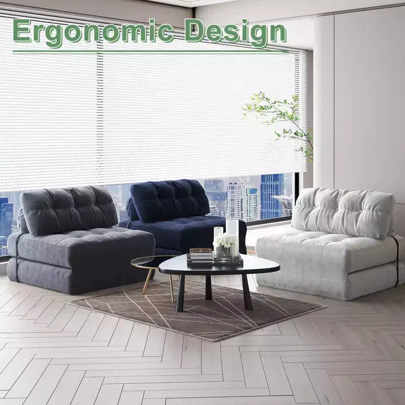 Folding Sofa Bed, Floor-Standing Folding Sofa with Pillows, Futon Sofa Bed Convertible Sleeper Chair with Foldable Mattress Backrest
