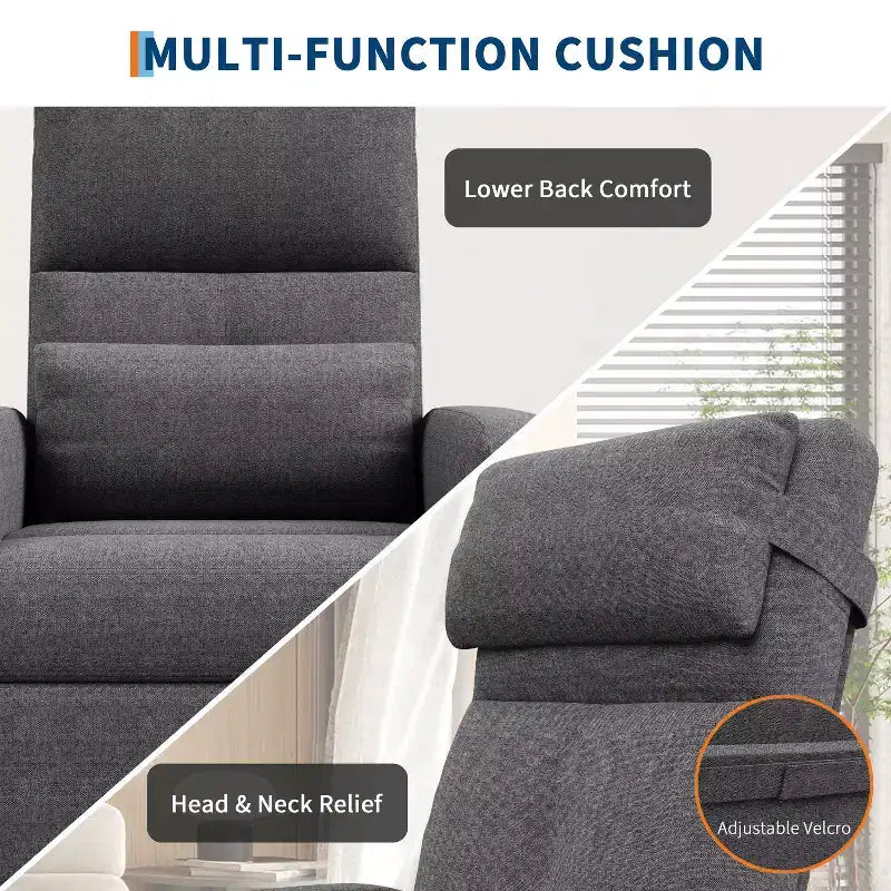 Recliner Chair with Ergonomic Overstuffed Tall Back, Recliner Sofa with Padded Seat, 2 Side Pockets, Home Theater Seating for Living Room
