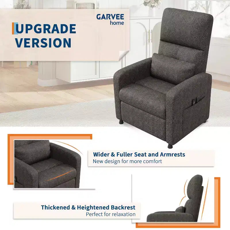 Recliner Chair with Ergonomic Overstuffed Tall Back, Recliner Sofa with Padded Seat, 2 Side Pockets, Home Theater Seating for Living Room